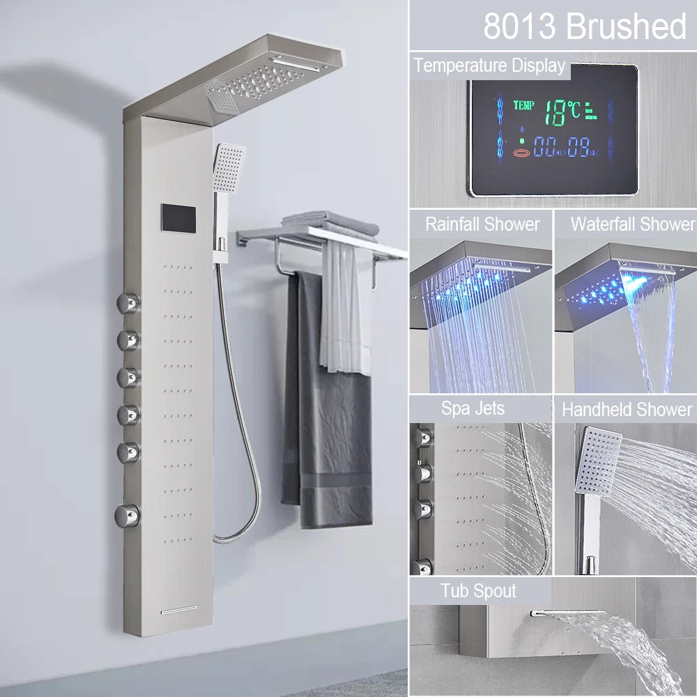 LED Jet Rainfall Shower Tower Spa System - KozyTrends