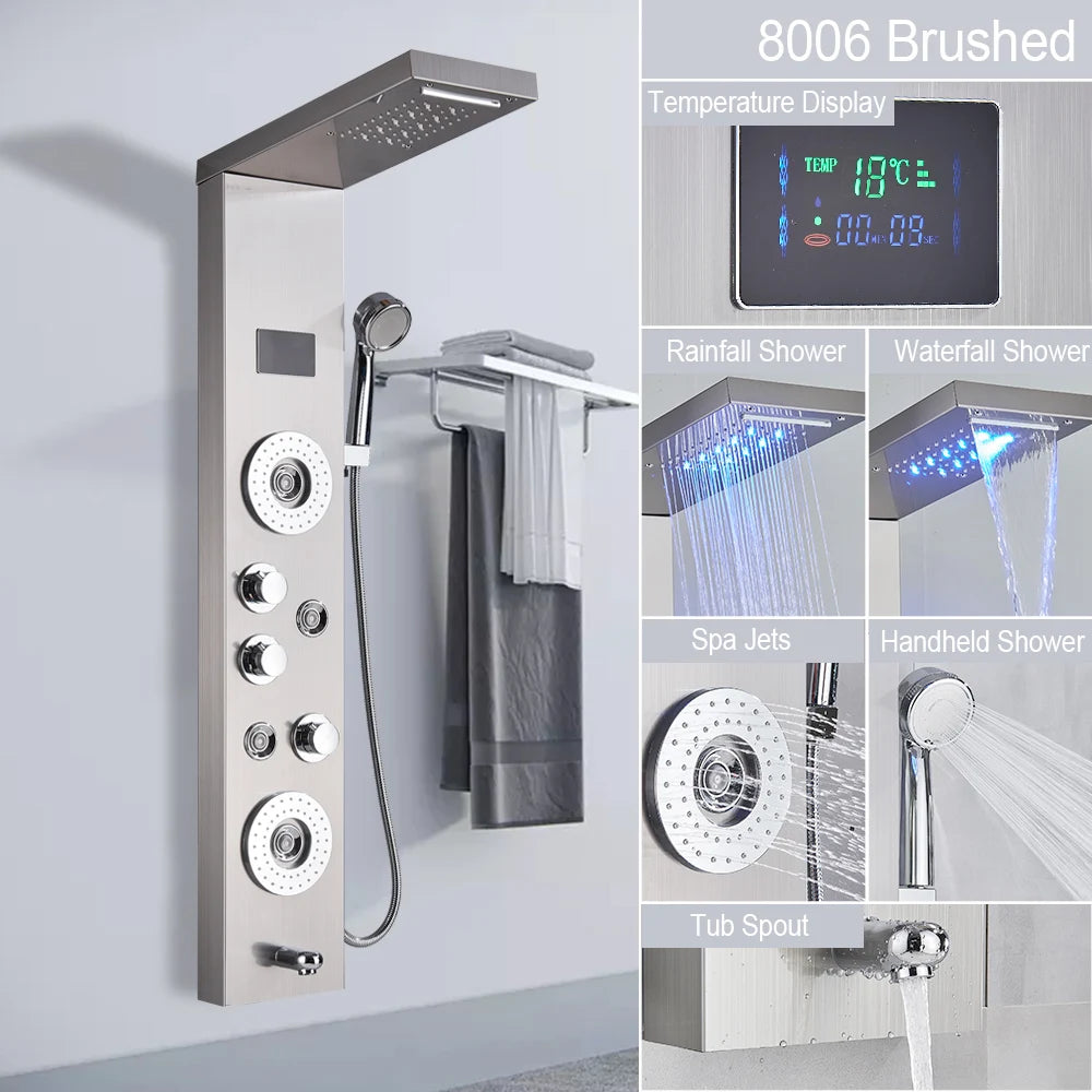 LED Jet Rainfall Shower Tower Spa System - KozyTrends