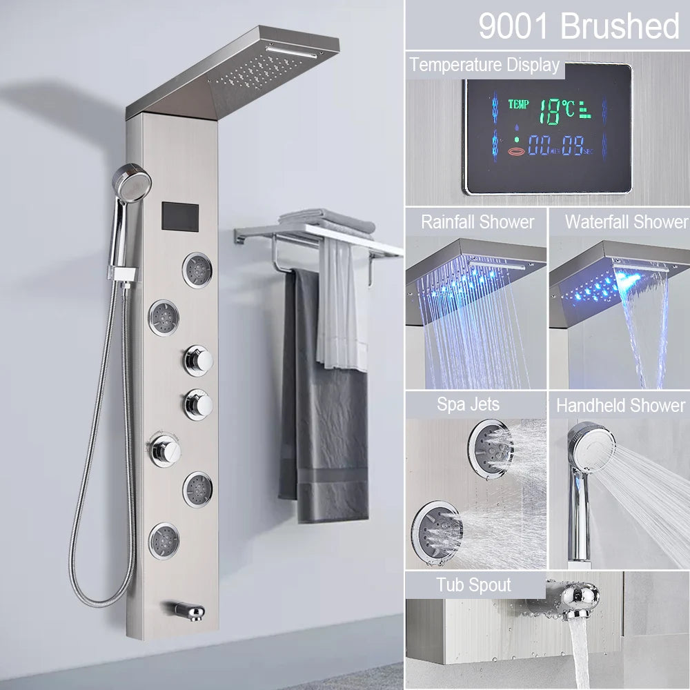 LED Jet Rainfall Shower Tower Spa System - KozyTrends