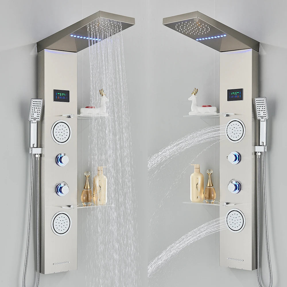 LED Jet Rainfall Shower Tower Spa System - KozyTrends