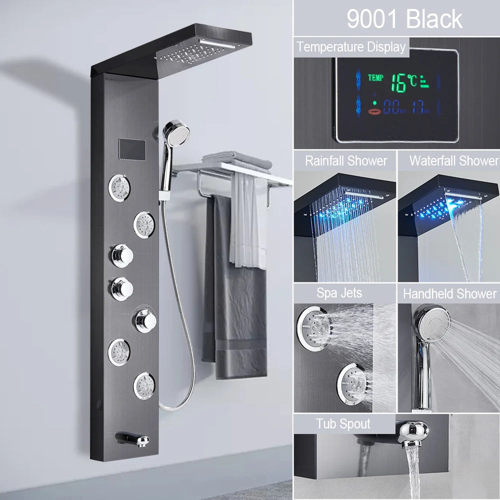 LED Jet Rainfall Shower Tower Spa System - KozyTrends