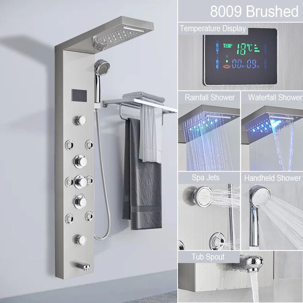 LED Jet Rainfall Shower Tower Spa System - KozyTrends