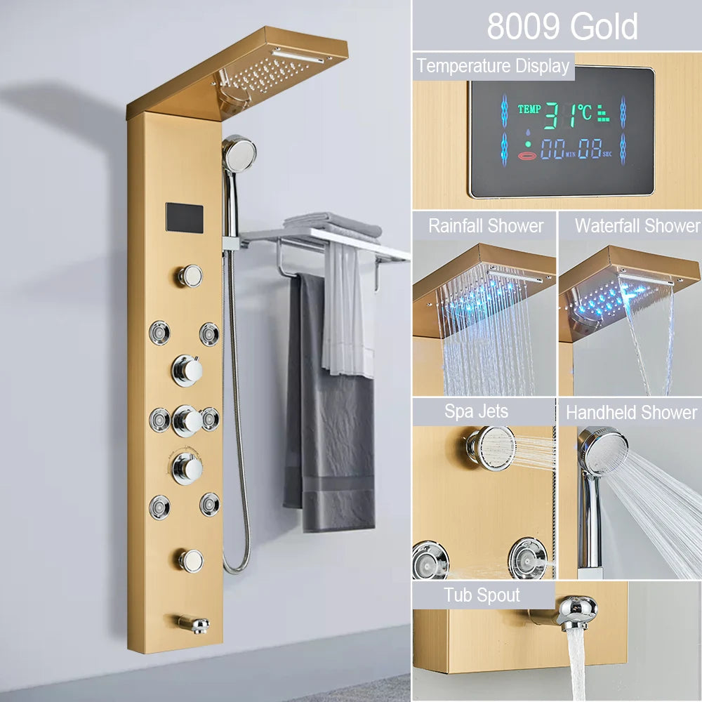 LED Jet Rainfall Shower Tower Spa System - KozyTrends