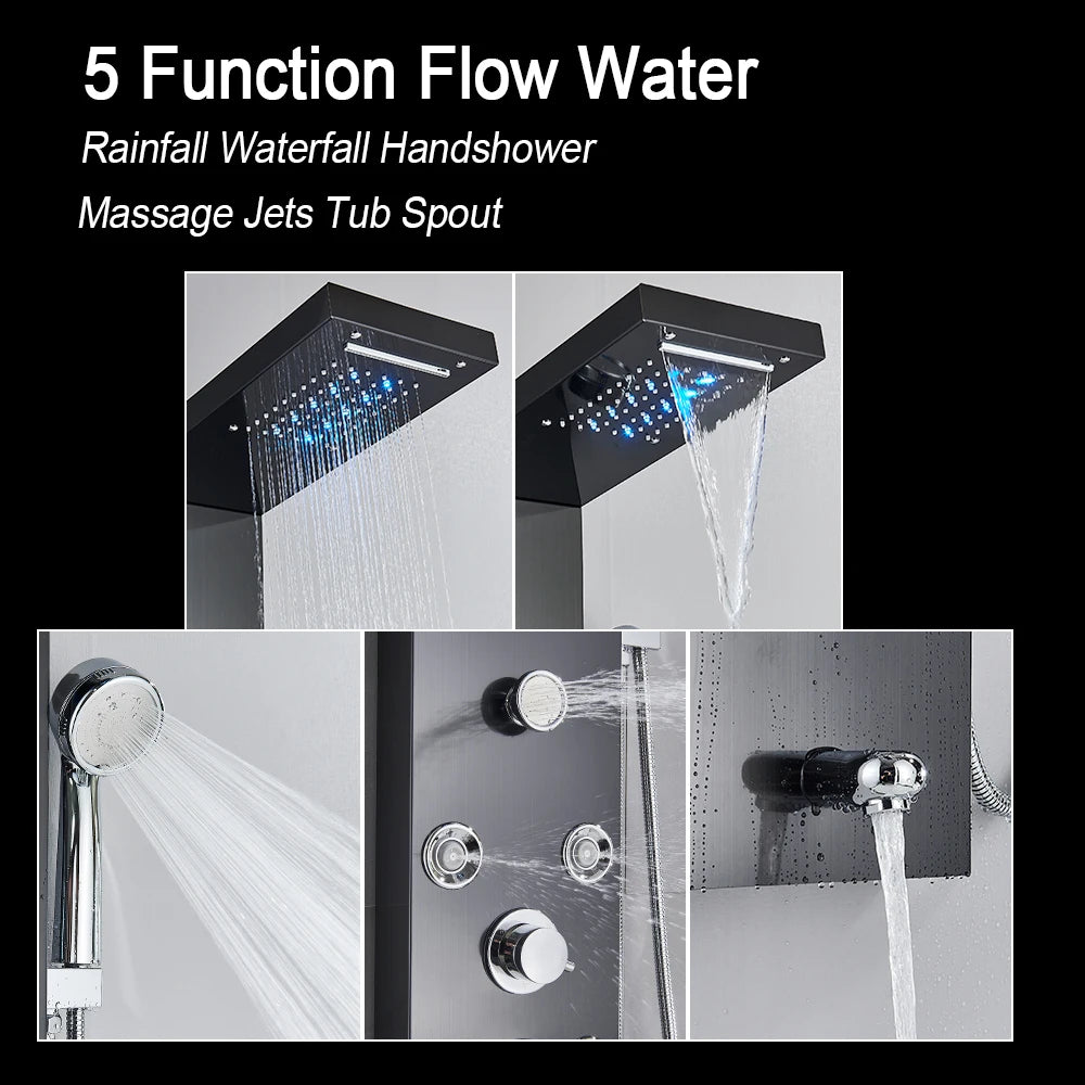 LED Jet Rainfall Shower Tower Spa System - KozyTrends