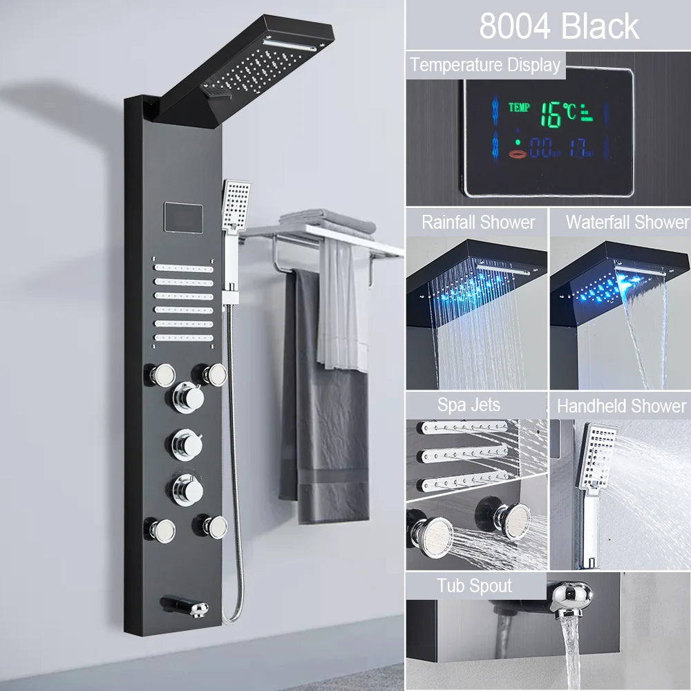 LED Jet Rainfall Shower Tower Spa System - KozyTrends