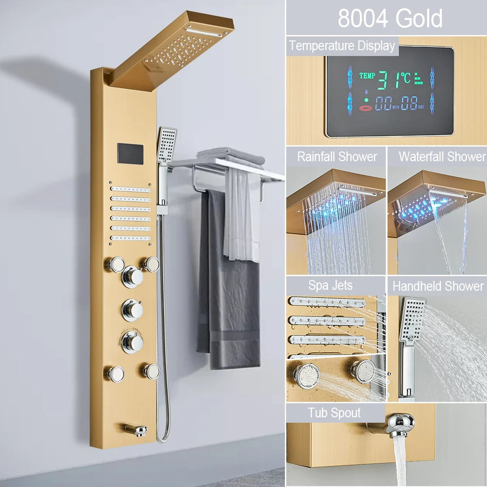 LED Jet Rainfall Shower Tower Spa System - KozyTrends