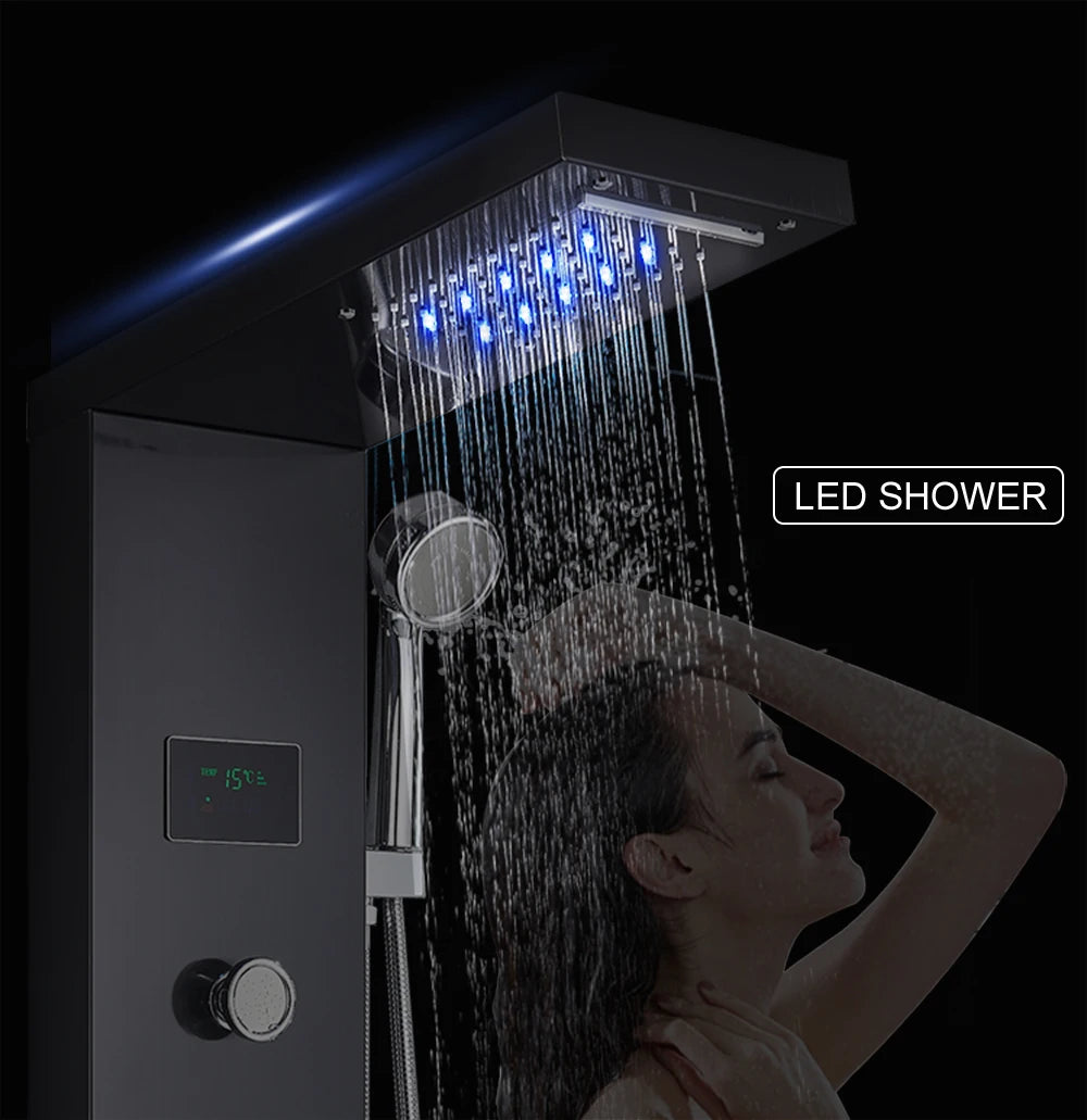 LED Jet Rainfall Shower Tower Spa System - KozyTrends