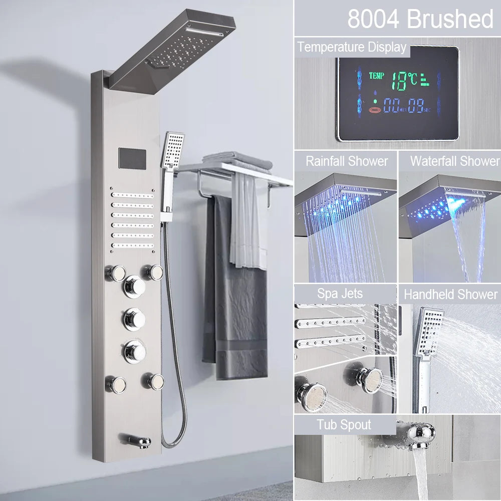 LED Jet Rainfall Shower Tower Spa System - KozyTrends