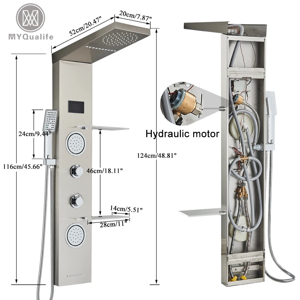 LED Jet Rainfall Shower Tower Spa System - KozyTrends