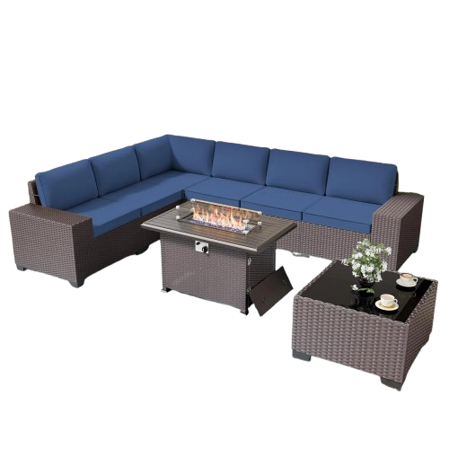 8pcs Wicker Sectional Patio Furniture Set - KozyTrends