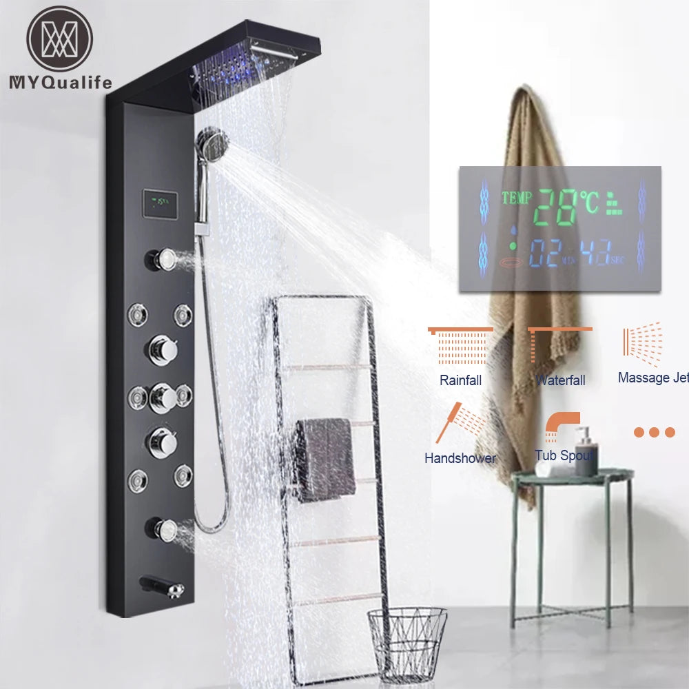 LED Jet Rainfall Shower Tower Spa System - KozyTrends