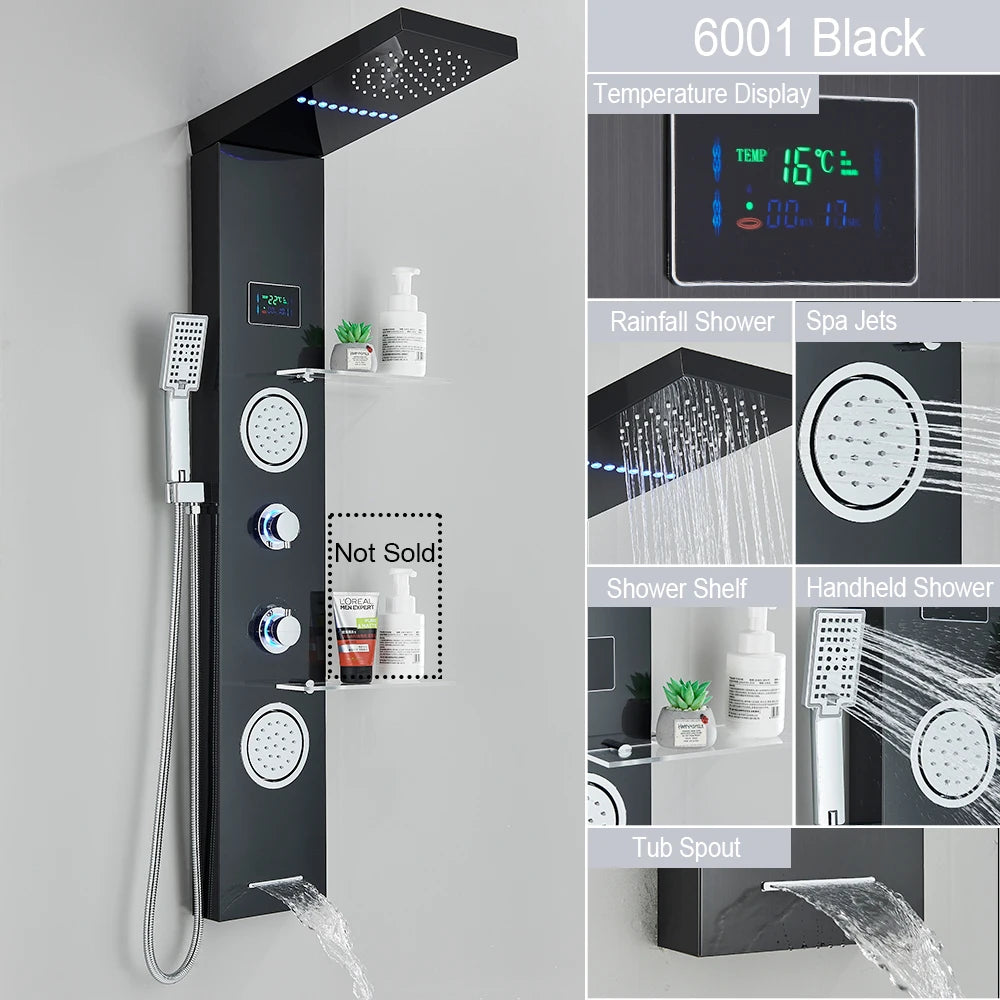 LED Jet Rainfall Shower Tower Spa System - KozyTrends