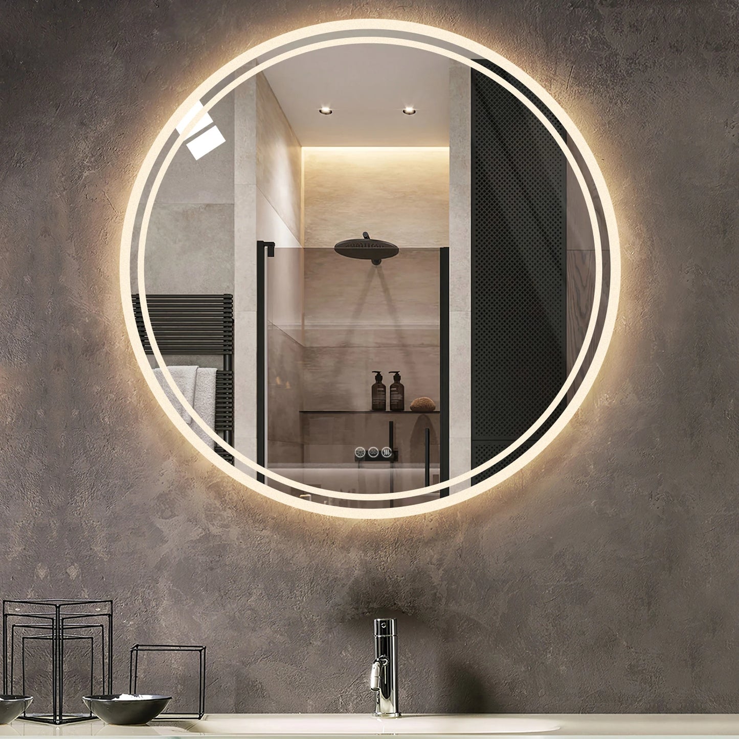 Modern LED Backlit Round Mirror - KozyTrends