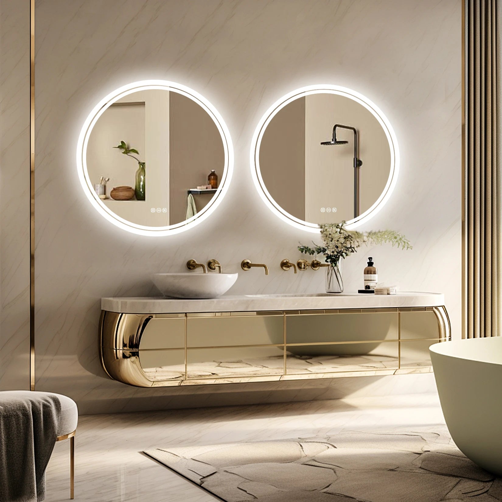 Modern LED Backlit Round Mirror - KozyTrends