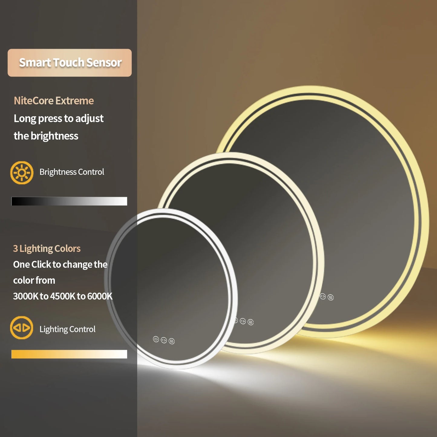 Modern LED Backlit Round Mirror - KozyTrends