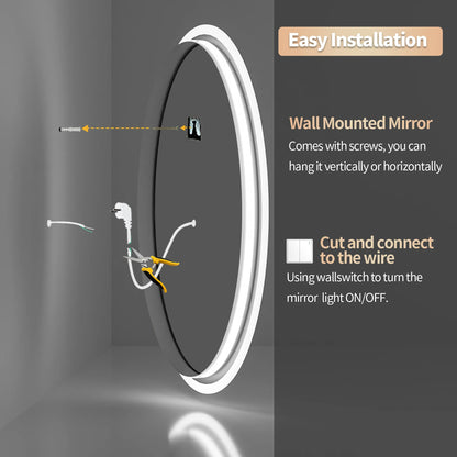 Modern LED Backlit Round Mirror - KozyTrends