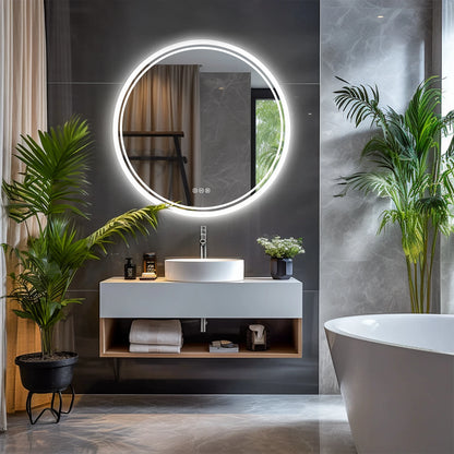 Modern LED Backlit Round Mirror - KozyTrends