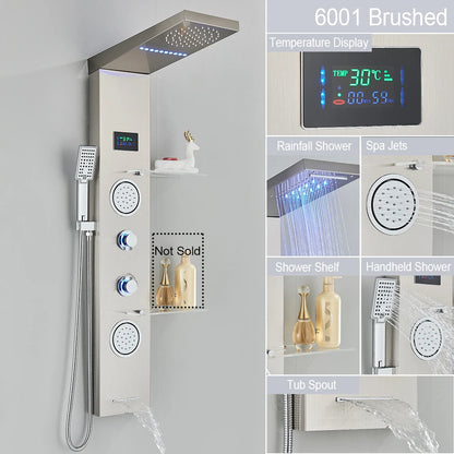 LED Jet Rainfall Shower Tower Spa System - KozyTrends