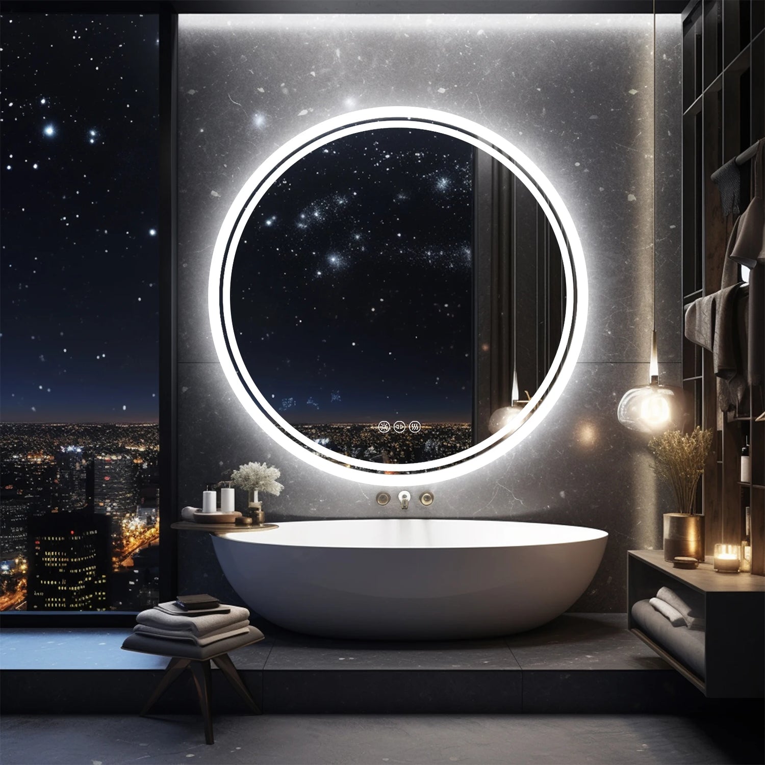 Modern LED Backlit Round Mirror - KozyTrends